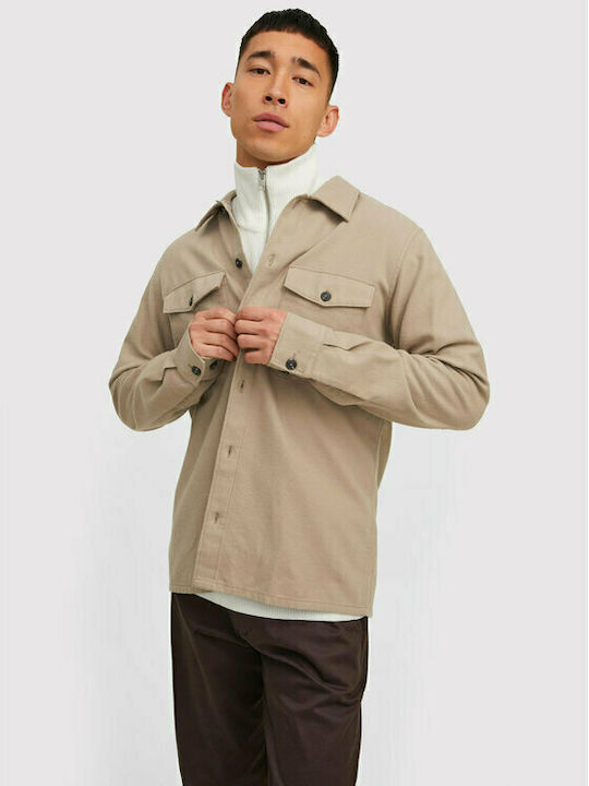 Jack & Jones Jay Men's Shirt Overshirt Long Sleeve Beige