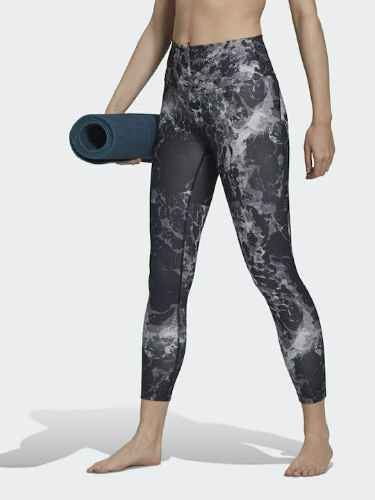 Adidas Essentials Yoga Γυναικείο Cropped Κολάν Ψηλόμεσο Grey Two