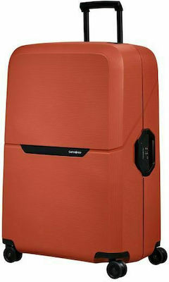 Samsonite Magnum Eco Spinner Large Travel Suitcase Hard Orange with 4 Wheels Height 81cm.