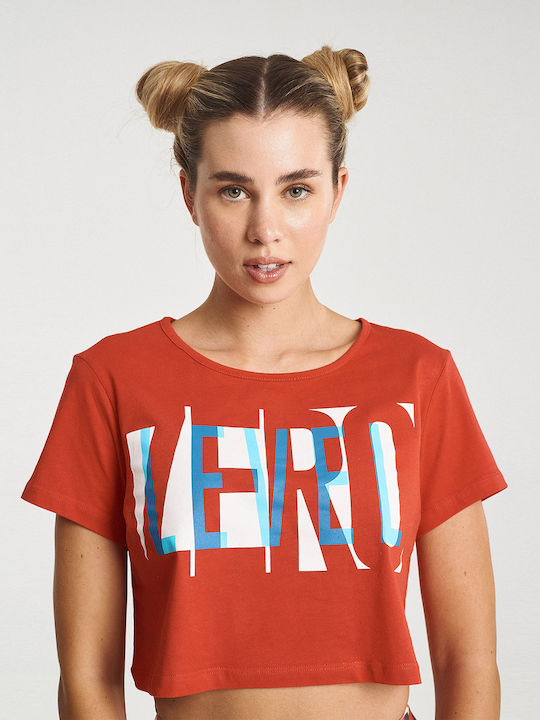 Zero Level Women's Summer Crop Top Short Sleeve Red