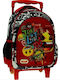 Gim Emoji Too Lit School Bag Trolley Kindergarten Red with Water Bottle Holder 12Liters