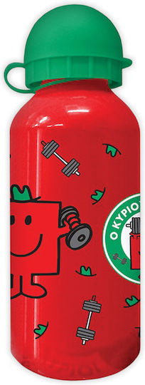 CHartini Poli Г-н Силен Детска Бутилка За Вода Mr Men & Little Miss Алуминиева Червена 400ml