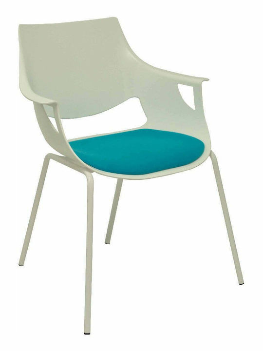 Visitor Chair with Arms Λευκή 62x58x80cm 3pcs