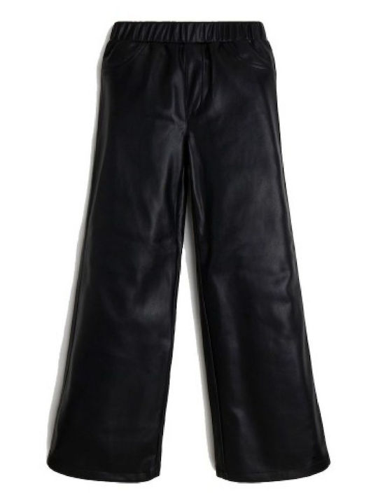 Pantalon Larg din Piele pentru Copii Negru