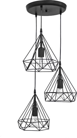 Heronia Dm-02 Pendel 3/l Black Lustră Suspendată Negru 42x87cm.