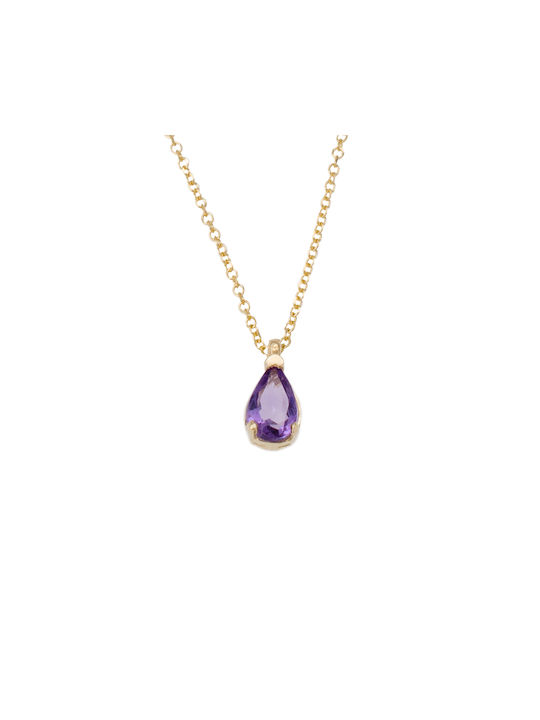 14K Gold Necklace with Amethyst 0985AME-KL14