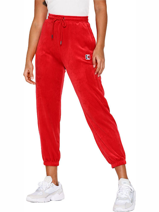 Pantaloni de Trening cu elastic Catifea Roșu