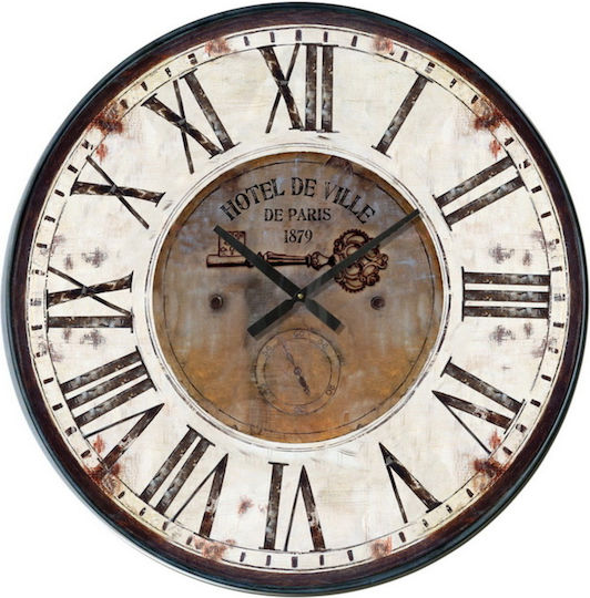 ArteLibre Antikes Wanduhr Metallisch Ecru Ø80cm