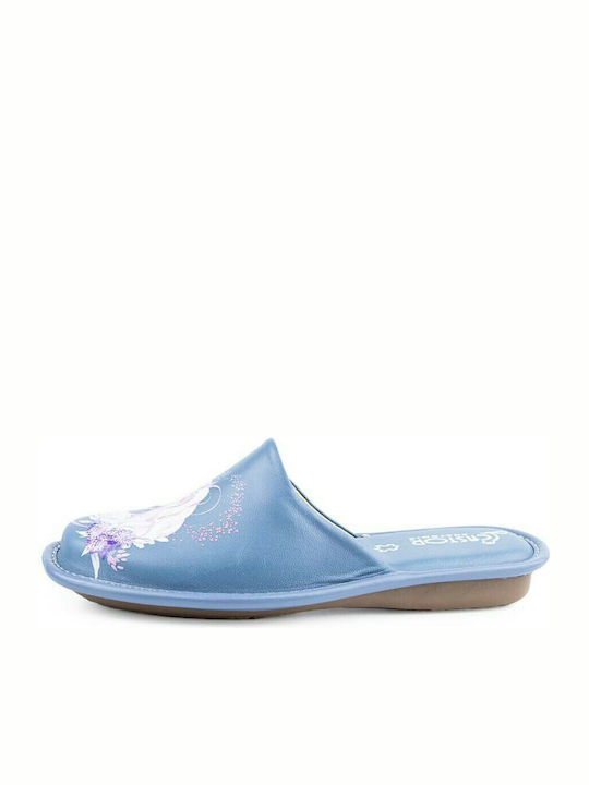 Castor Anatomic 3913 Anatomic Leather Women's Slippers In Light Blue Colour