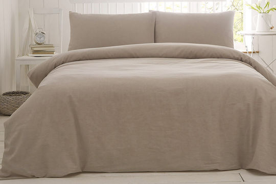 MayHome Duvet Cover Set Cotton Queen with 2 Pillowcases 220x240 Beige