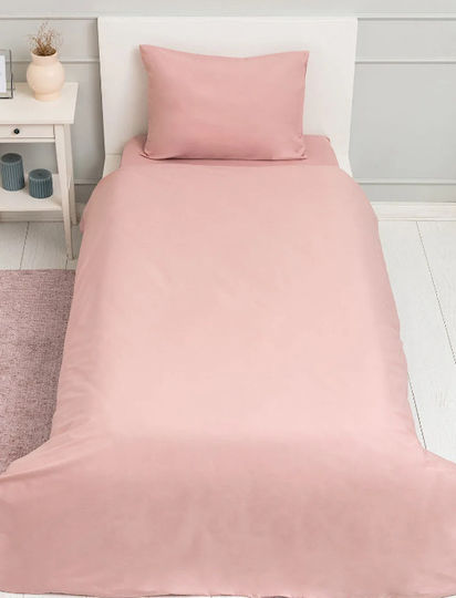 MayHome Комплект Плик за Завивка Памучен Полутораен с Калъфка 180x240 Pink Earthy