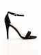 Luigi Women's Sandals with Ankle Strap Black with Thin High Heel
