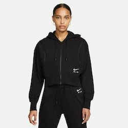 Nike Air Γυναικεία Ζακέτα Φούτερ με Κουκούλα Μαύρη