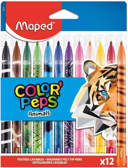 Maped Color'Peps Animals Lavabili Markere de Desen 2.8mm Set 12buc
