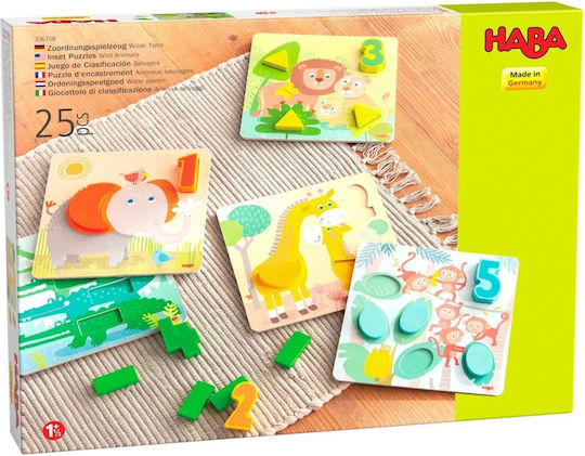 Ξύλινο Παιδικό Puzzle Σφηνώματα Ζωάκια Ζούγκλας για 1.5+ Ετών 15pcs Haba