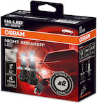 Osram Λάμπες Αυτοκινήτου Night Breaker H4 LED 6000K Ψυχρό Λευκό 12V 27W 2τμχ