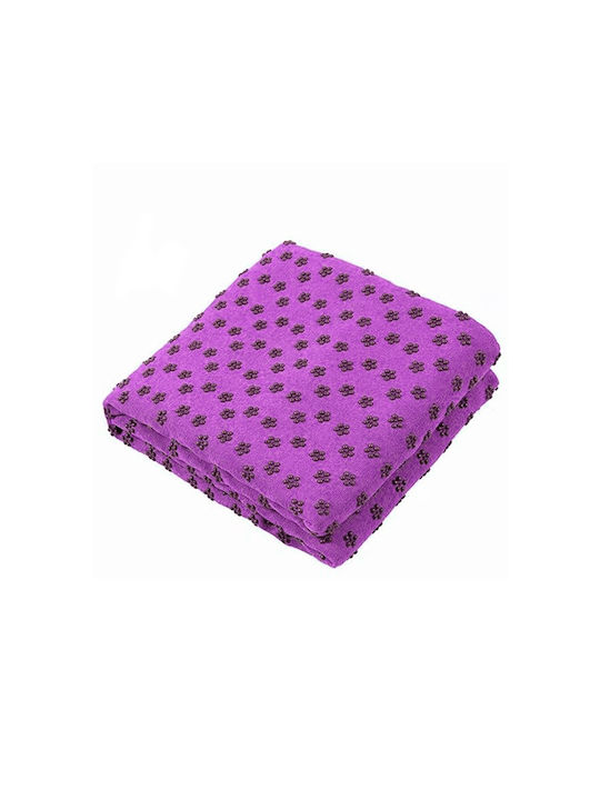 Liga Sport Πετσέτα Yoga Γυμναστηρίου με Μικροΐνες Μωβ 50x67cm