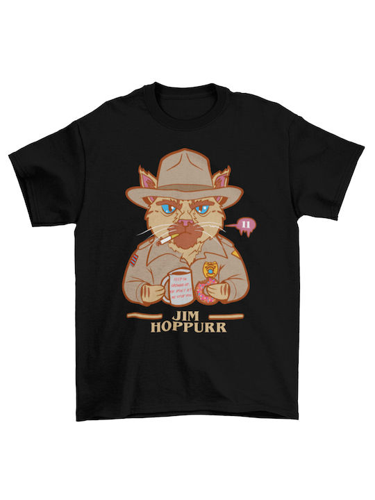 Stranger Things Jim Hoppurr - Black T-shirt