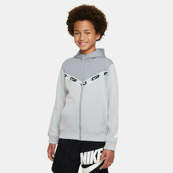 Nike Αθλητική Παιδική Ζακέτα Φούτερ με Κουκούλα Γκρι Sportswear