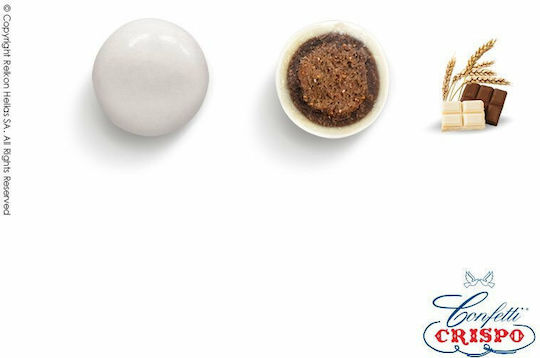 Confetti Crispo Knusprige Hochzeits-/Tauf-Süßigkeiten Krixi in Rundform mit Schokoladengeschmack Weiß 900gr