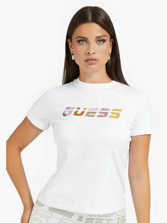 Guess Γυναικείο Αθλητικό T-shirt Λευκό