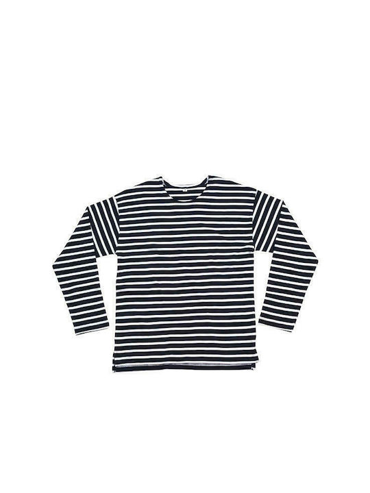 Bluză asimetrică unisex | Un top Breton | M136 Navy/White