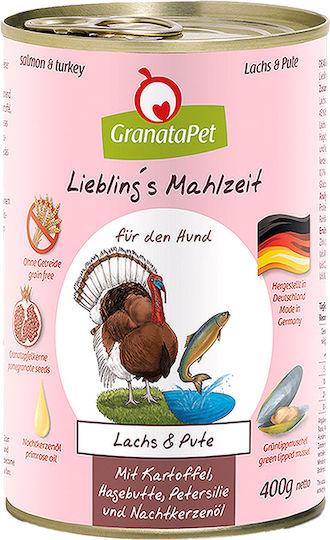 Granata Pet Foods Υγρή Τροφή Σκύλων σε Κονσέρβα με Γαλοπούλα και Σολομό 400gr