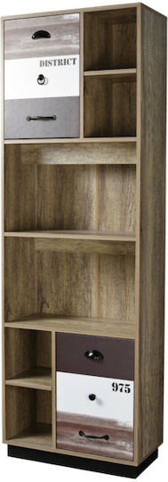 Βιβλιοθήκη Number Sonoma Λευκό Γκρι 60x29.6x180εκ.