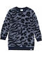 Παιδικό Φόρεμα Μακρυμάνικο Πλεκτό Animal Print Navy Μπλε