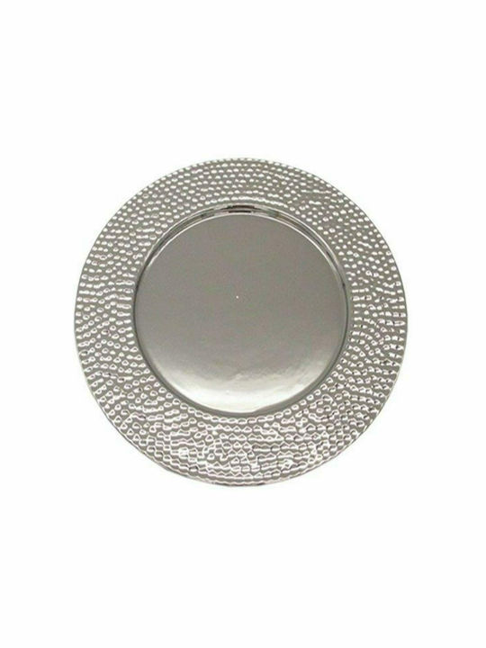 Art et Lumiere Round Ceramic Decorative Platter Silver 30x30cm