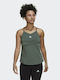 Adidas Studio Women's Athletic Blouse Spaghetti Strap Green Oxide