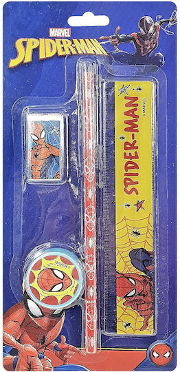 Spiderman Spiderman Παιδικό Σετ Γραφικής Ύλης με Μολύβι, Ξύστρα, Γόμα και Χάρακα 4τμχ