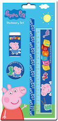 Peppa Pig Kids Stationery Set with Pencil, Sharpener, Eraser and Ruler