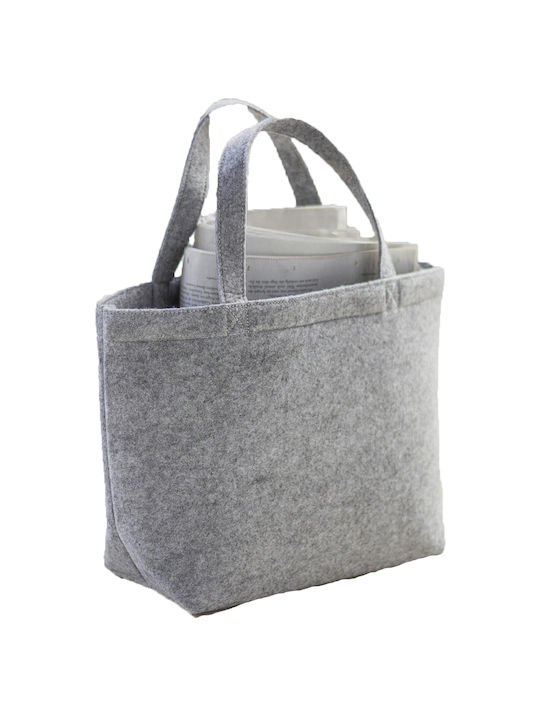 Τσάντα μικρή Τσόχινη με μικρές Λαβές ΜΙΚΡΗ | Small Felt Shopper | FE-3923 SFS Grey Melange