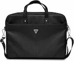 Guess Saffiano Triangle Logo Tasche Schulter / Handheld für Laptop 16" in Schwarz Farbe