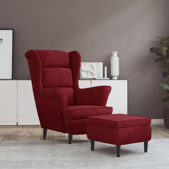 Ohrensessel mit Fußhocker 81x90x96.5cm Burgundisch Ohrensessel mit Fußhocker 81x90x96.5cm Burgundisch