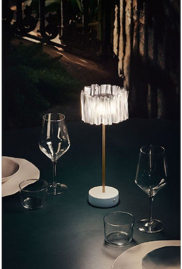 Slamp Accordeon Metal Lampă de masă LED cu Abajur Transparent și Bază Negru