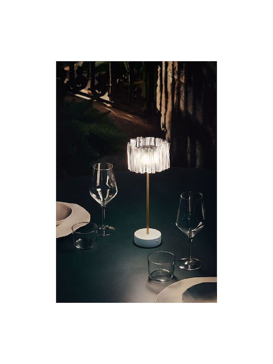 Slamp Accordeon Metal Table Lamp LED with Transparent Shade and White Base