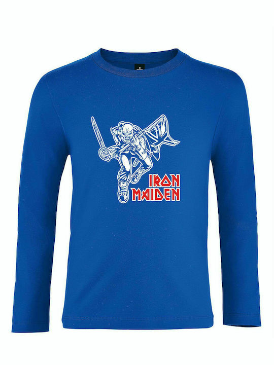 Kids Long Sleeve Unisex, " Iron Maiden, The Trooper ", Royal Blue