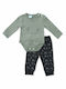 Funky Baby Bodysuit Set Long-Sleeved with Pants Green