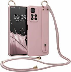 KWmobile Finger Holder Silicone Back Cover with Strap Rose Tan (Redmi Note 11 Pro+ 5G)