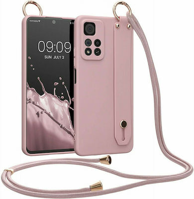 KWmobile Finger Holder Coperta din spate Silicon cu curea Rose Tan (Redmi Note 11 Pro+ 5G) 59060.193