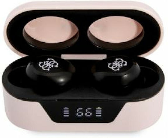 Guess Classic Logo In-ear Bluetooth Handsfree Ακουστικά με Θήκη Φόρτισης Ροζ