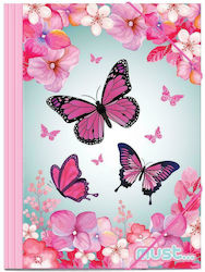 Must Folder with Rubber Band and Ears for Paper A4 Pink Butterfly