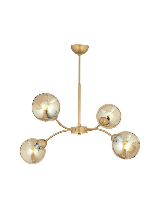 ArteLibre Pendant Chandelier Ball for 4 Bulbs E27 Honey