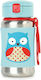 Skip Hop Owl Kids Water Bottle Butterfly Stainless Steel with Straw Light Blue 350ml