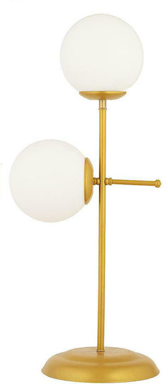 ArteLibre Gun Metal Table Lamp for Socket E27 with White Shade and Gold Base