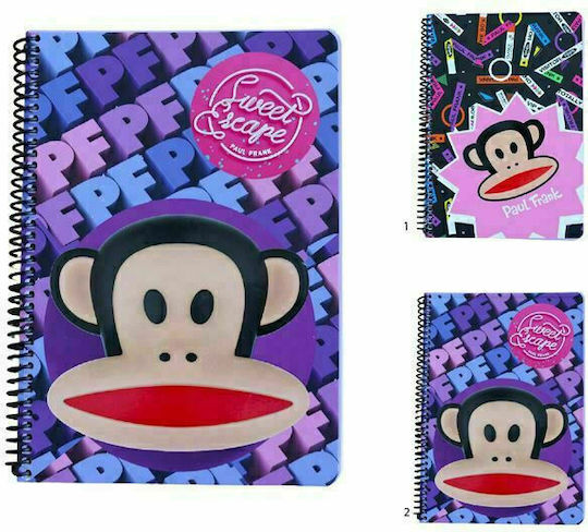 Paul Frank Σπιράλ Τετράδιο Ριγέ Β5 70 Φύλλων 2 Θεμάτων Sweet Escape (Διάφορα Σχέδια/Χρώματα)