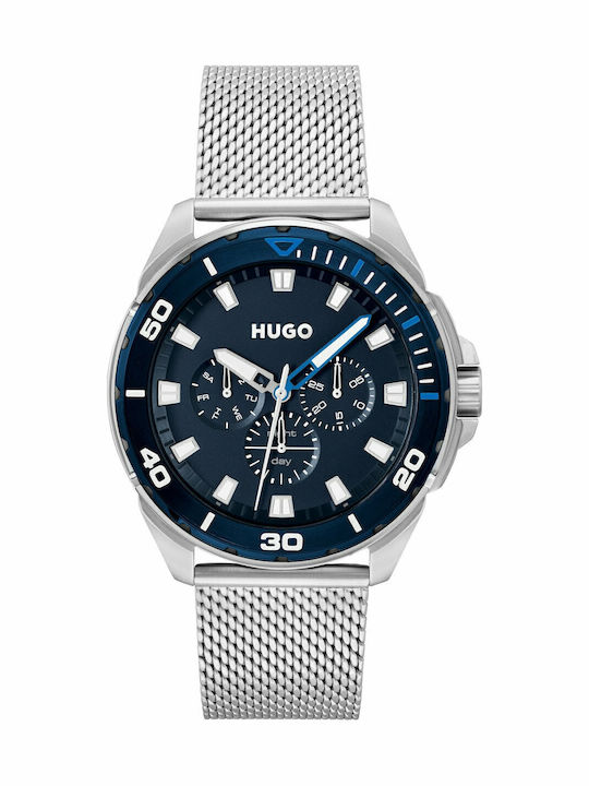 Boss Fresh Ανδρικό Ρολόι 44mm Χρονογράφος Μπαταρίας με Ασημί Ατσάλινο Μπρασελέ