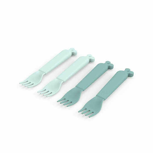 Done by Deer Baby Set with Fork Made of Plastic for 0+ Months Blue 4 Pieces